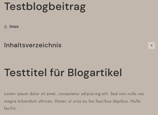 Beispiel eines kostenlosen Inhaltsverzeichnisses für Shopify Blogartikel eingeklappt